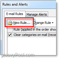 vytvoriť nové pravidlo v programe Outlook 2010