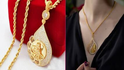 Najkrajšie zlaté náhrdelníky s monogramom, modely 2021 zlatých náhrdelníkov, ceny s tugrou 