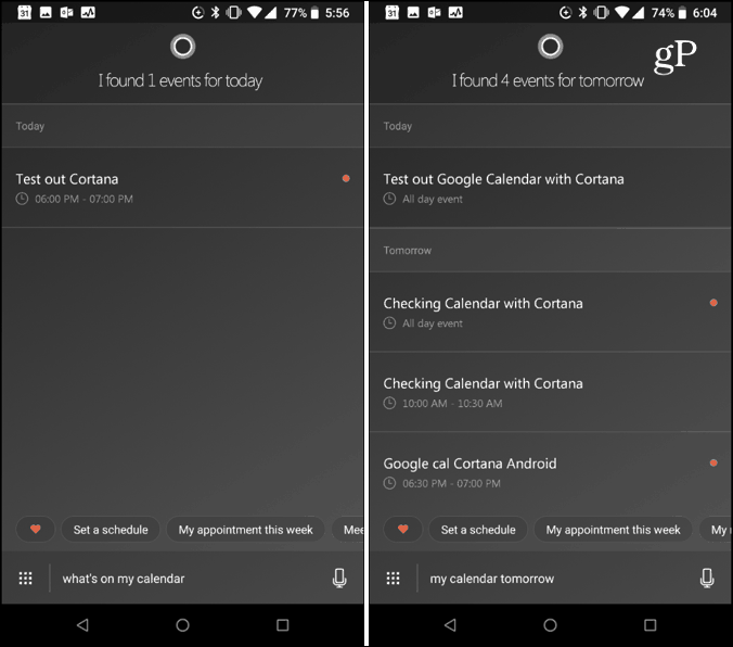 Google Calendar Cortana prepojený