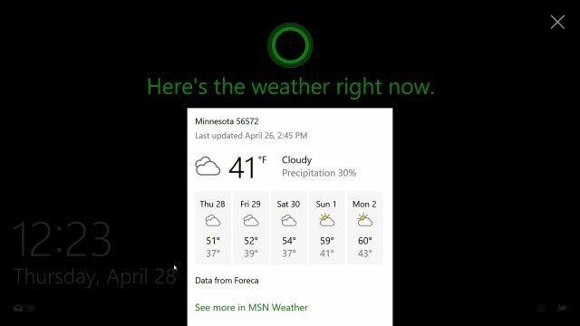 Cortana na uzamknutej obrazovke Windows 10