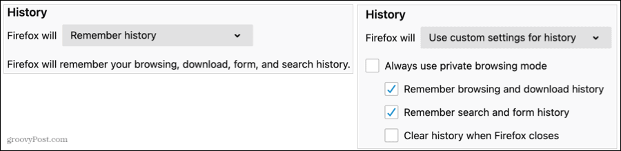 Nastavenia histórie vo Firefoxe