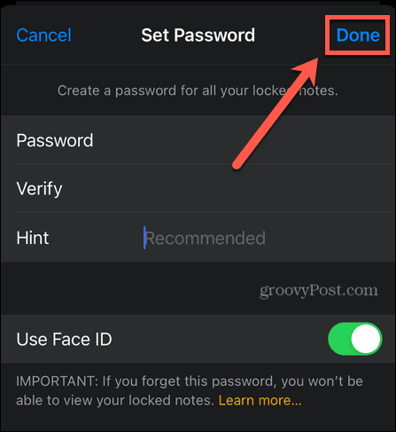 iphone nastaviť heslo pre poznámky