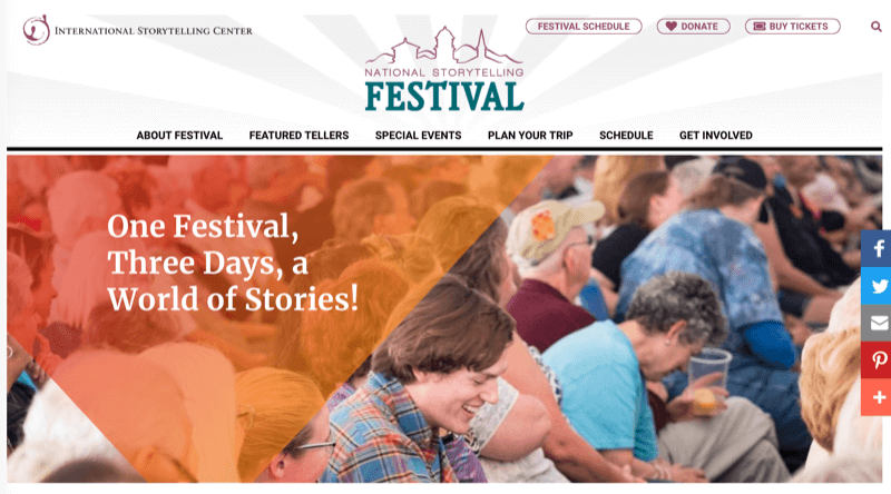 Webová stránka Národného festivalu rozprávania príbehov
