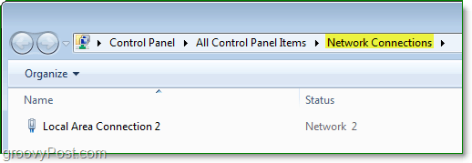 okno sieťových pripojení ovládacieho panela v systéme Windows 7