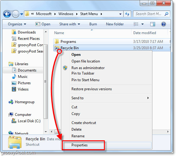 upraviť vlastnosti skratky v systéme Windows 7