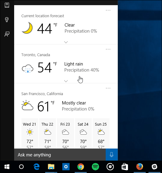 viac miest Cortana Počasie