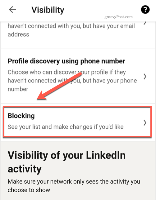 Ponuka používateľských nastavení LinkedIn Blocked