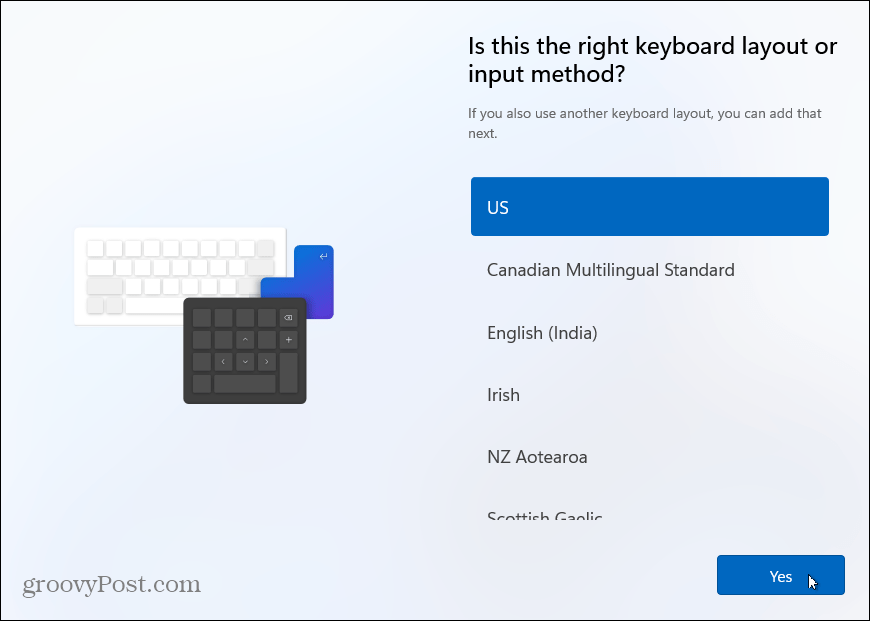 Inštalácia rozloženia klávesnice Windows 11
