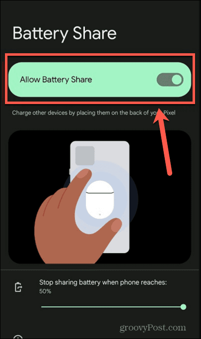 povoliť zdieľanie batérie