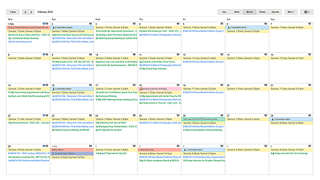 google kalendár ical naplánované udalosti organizované kalendáre študent univerzity upratané