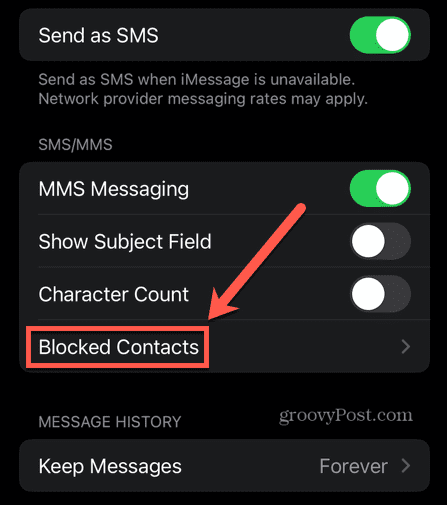 iphone správy blokované kontakty