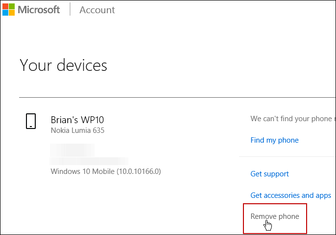 Odstráňte účet Microsoft Device