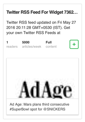 pridať twitter widget RSS feed