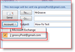 V programe Outlook 2007 vyberte možnosť Poslať účet
