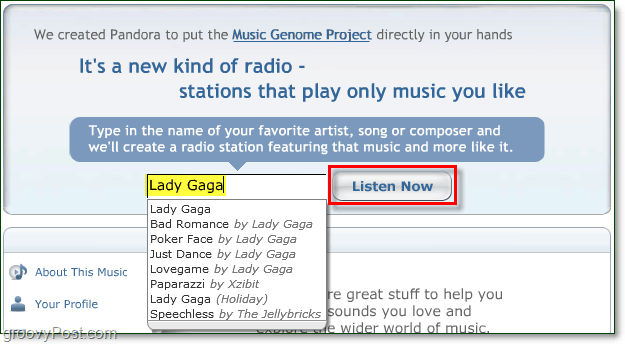 Počúvajte Lady Gaga zadarmo na pandora.com