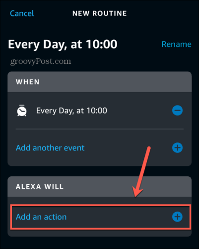 alexa app pridať akciu