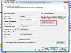 Testujte nastavenia účtu GMAIL IMAP v programe Outlook 2007