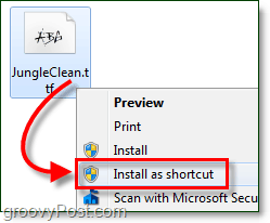 nainštalovať písmo systému Windows 7 ako skratku