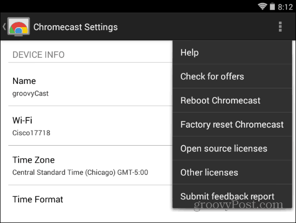 Nastavenia zariadenia Chromecast
