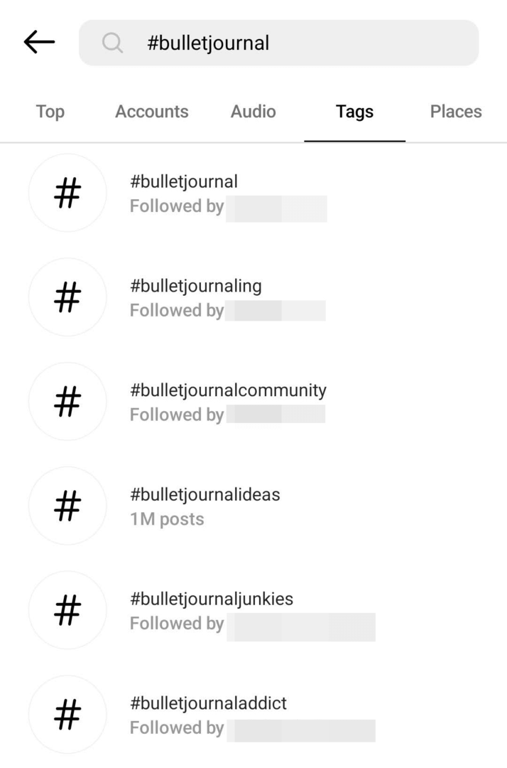 obrázok vyhľadávania hashtagov na Instagrame