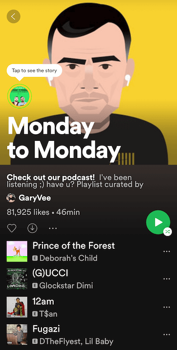 Zoznam skladieb Spotify od pondelka do pondelka od spoločnosti GaryVee