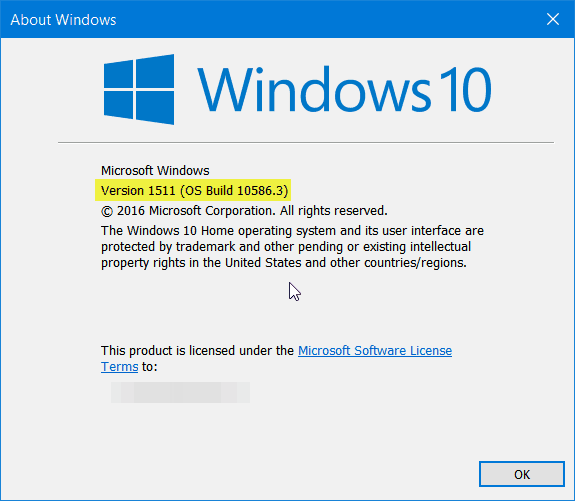 Windows 10, verzia 1511