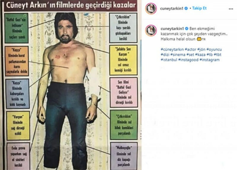 Yeşilçamov hlavný herec Cüneyt Arkın zverejnil svoje filmové nehody