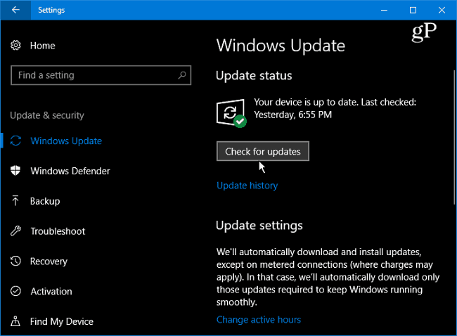 1 Windows 10 Skontrolujte aktualizácie