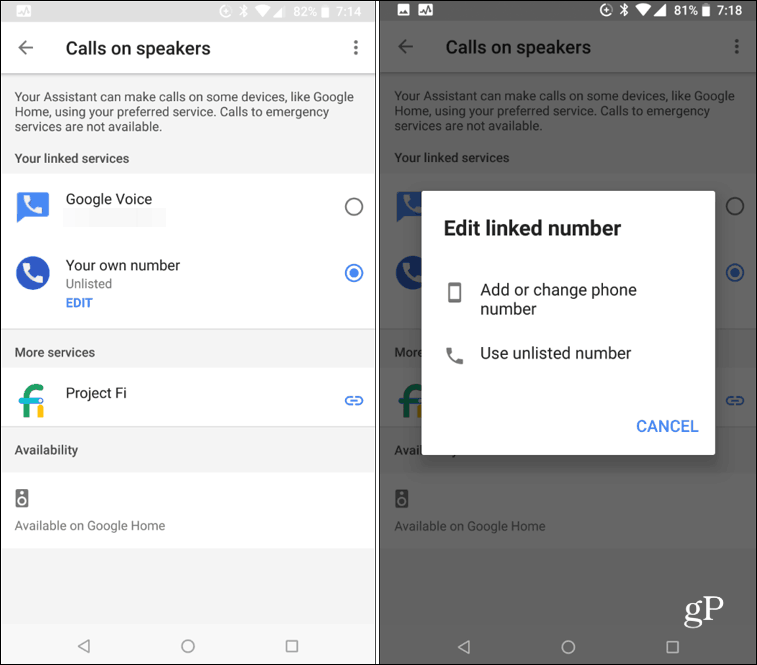 Hovory pre systém Android v inteligentnom reproduktore Google Home
