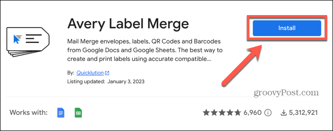 google sheets install avery label merge