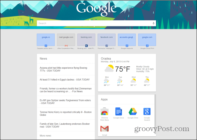 google chrome google now new tab