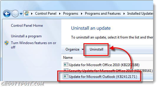 odstrániť kb2412171 na Windows 7 výhľad