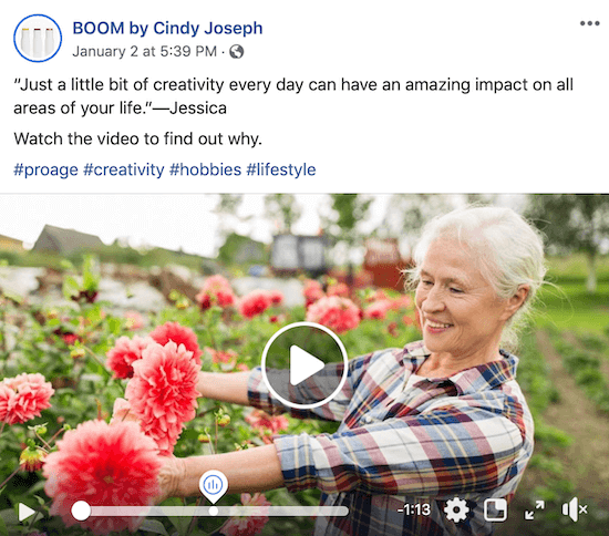 Facebook video príspevok pre BOOM! od Cindy Joseph