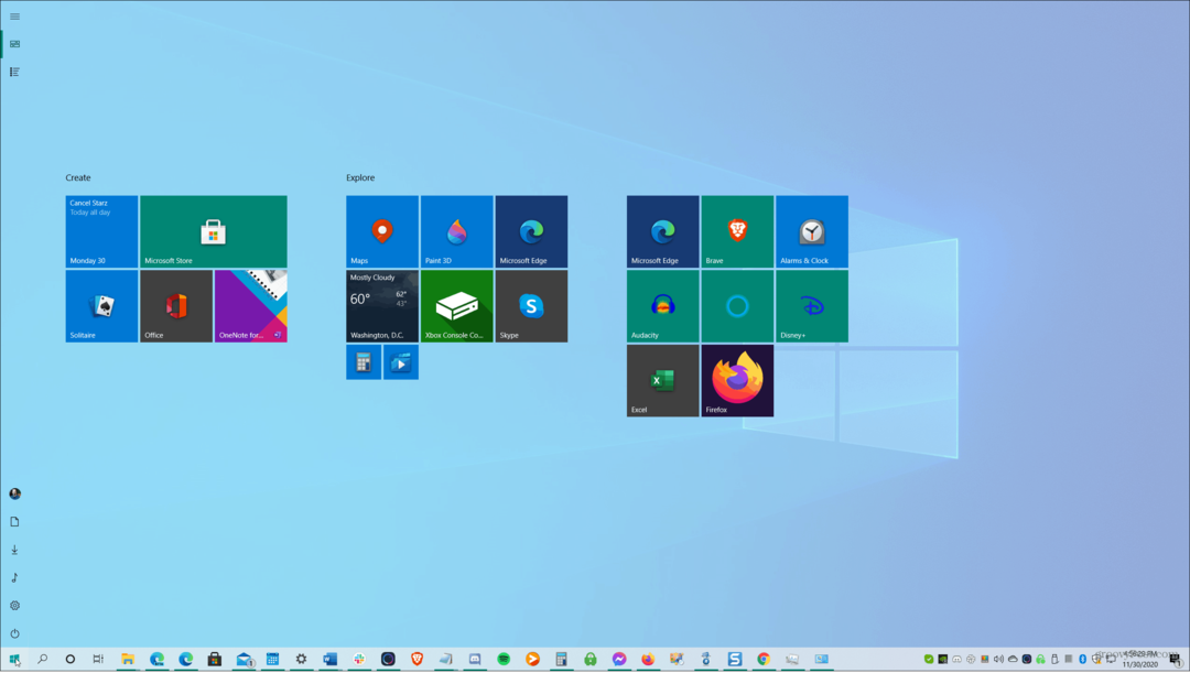 celá obrazovka ponuka Štart Windows 10