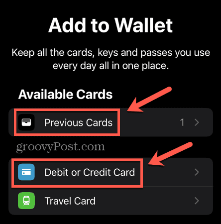 apple pay pridajte predchádzajúcu kartu alebo novú debetnú alebo kreditnú kartu