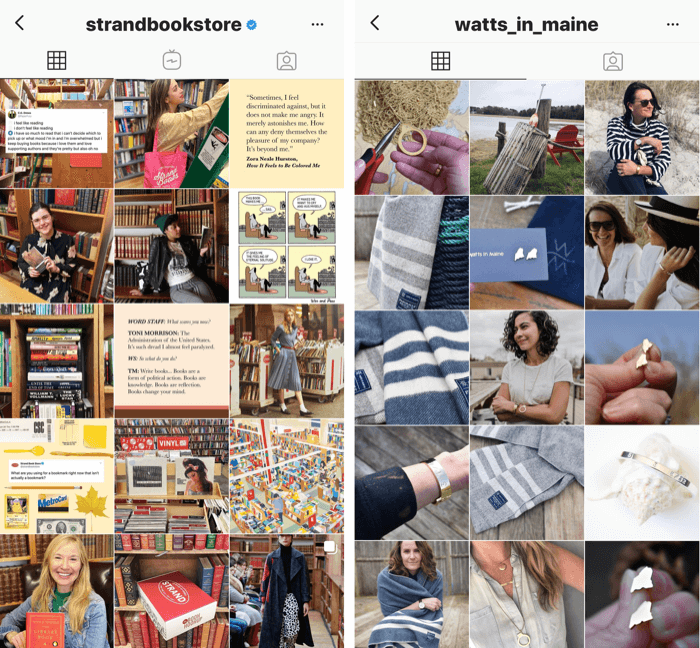 dva instagramové profily s filtrami modrých a žltých tónov
