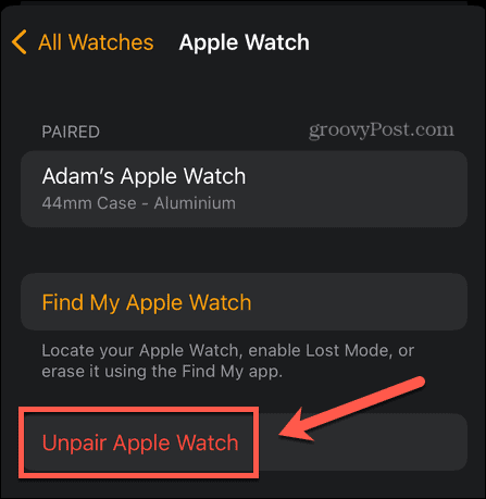 Apple Watch zrušte spárovanie