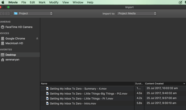 Importujte klipy do svojho projektu iMovie.