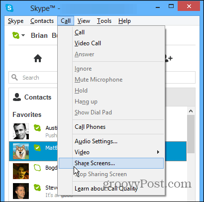 Zdieľajte obrazovky na Skype