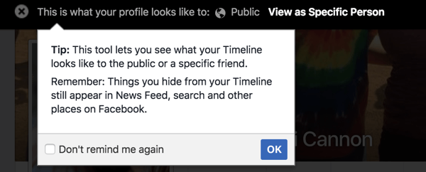 Pomocou funkcie Zobraziť ako môžete vidieť, ako sa váš profil na Facebooku zobrazuje ostatným.
