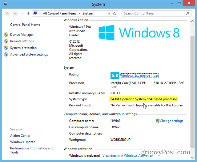 Typ systému Windows 8