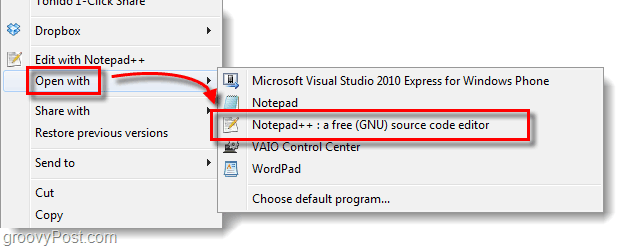 prispôsobiť otvoriť so zoznamom v systéme Windows 7