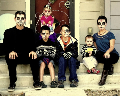 rodinný halloweenský portrét
