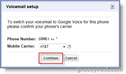 Screenshot - Povoľte službu Google Voice na čísle, ktoré nie je google