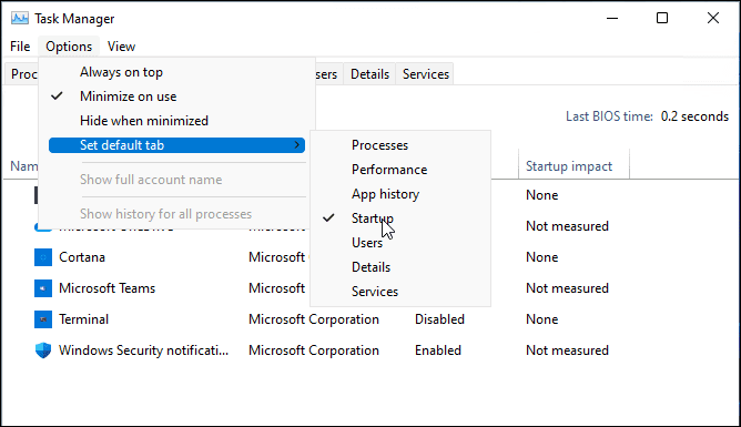 Zmeňte úvodnú stránku Správcu úloh v systéme Windows 11