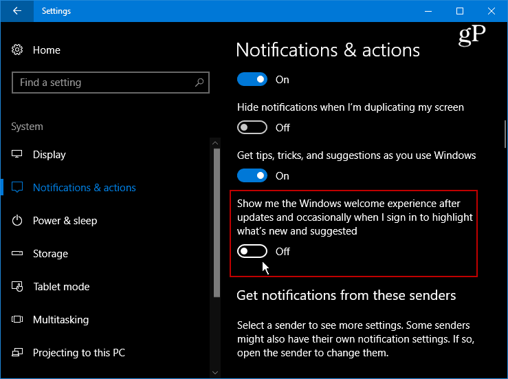Skryť úvodnú obrazovku otravného systému Windows 10 po aktualizáciách