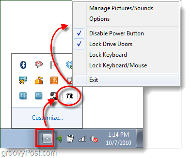 Zamknite vypínač napájania a dvere jednotky CD v systéme Windows 7