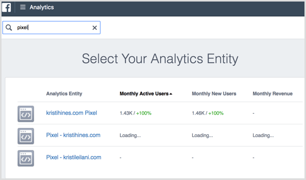 Web Facebook Analytics