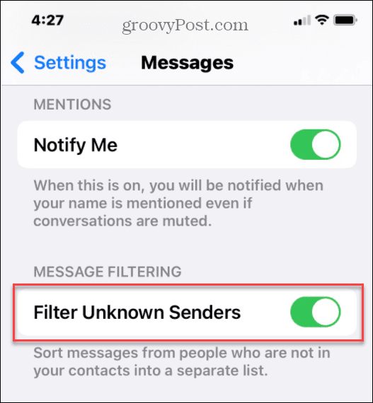 skryť nevyžiadané texty od neznámych odosielateľov na iPhone