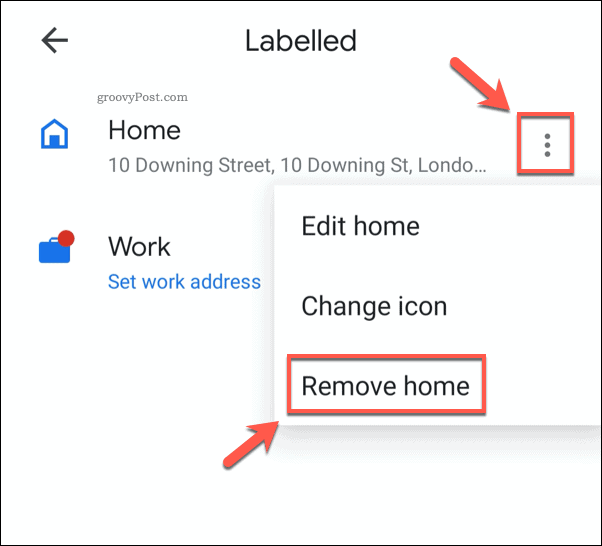 Odstraňuje sa uložená adresa domova v mobile Mapy Google